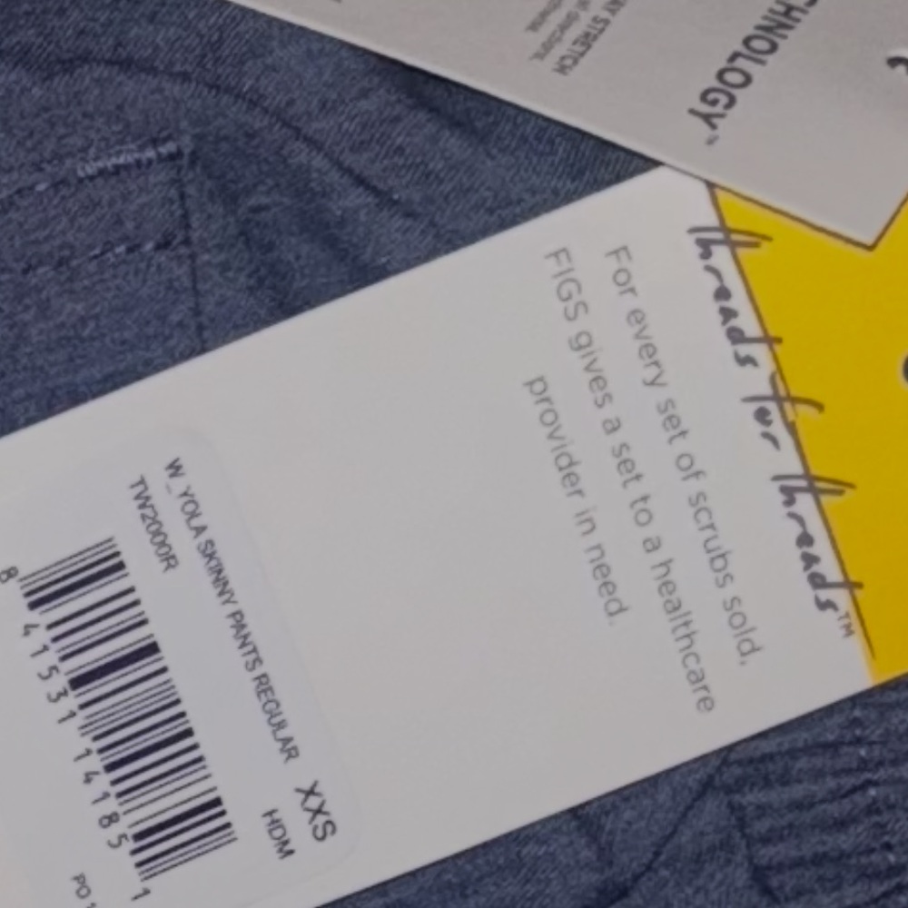 •NWT •FIGS• LimitedEdition• Yola Skinny Pants Regular XXS Heather Denim - Picture 3 of 4
